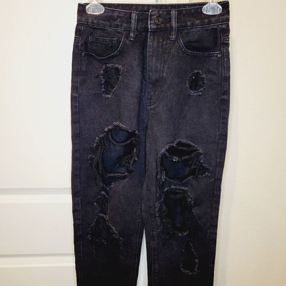 MISSGUIDEDRiot High Rise Ripped Mom petite Jeans. - Picture 10 of 13